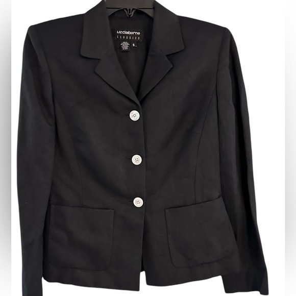 Liz Claiborne Linen Blend Black Blazer - Picture 1 of 6